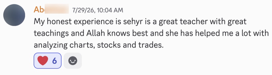 A Sehyr Trades member's message in the Discord