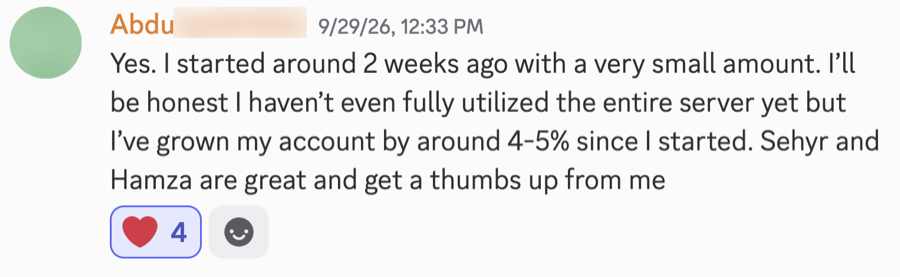 A Sehyr Trades member's message in the Discord
