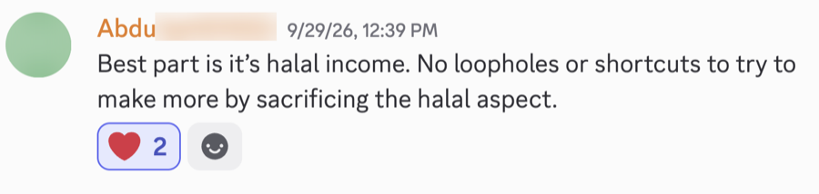A Sehyr Trades member's message in the Discord