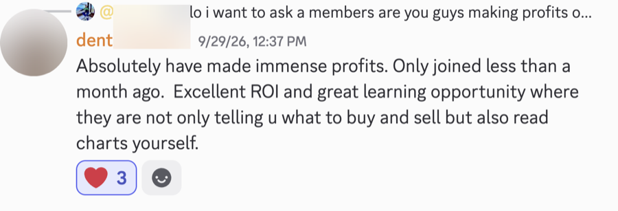 A Sehyr Trades member's message in the Discord